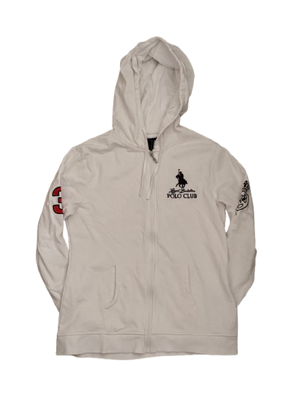 Polo Club Hoodie Jacke Weiß – Gesticktes Logo, Front Zip, Regular Fit (M)