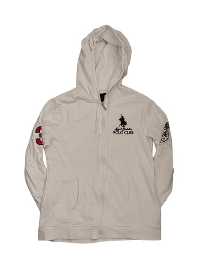 Polo Club Hoodie Jacke Weiß – Gesticktes Logo, Front Zip, Regular Fit (M)