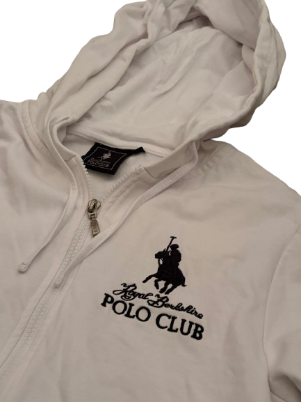 Polo Club Hoodie Jacke Weiß – Gesticktes Logo, Front Zip, Regular Fit (M)