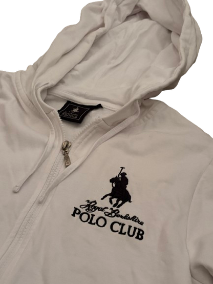 Polo Club Hoodie Jacke Weiß – Gesticktes Logo, Front Zip, Regular Fit (M)